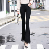 Pantaloni de dama la moda in negru cu dantela