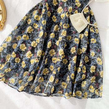 Rochie de dama cu model floral si guler din dantela