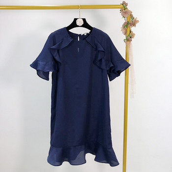 Rochie scurta de dama cu decolteu oval in doua culori