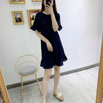 Rochie scurta de dama cu decolteu oval in doua culori