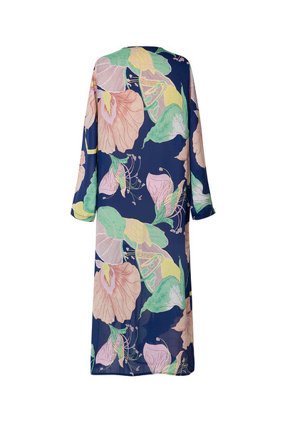 Μακρύ γυναικείο παρεό  με μοτίβα λουλουδιών σε διάφορα χρώματα