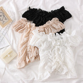 Bluza eleganta de dama cu umerii goi in alb, negru si bej