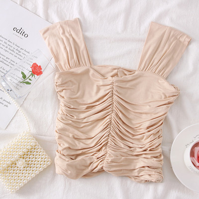 Maiou de damă de zi cu bretele alb, bej, roz și negru