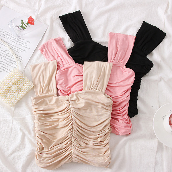 Maiou de damă de zi cu bretele alb, bej, roz și negru