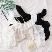 Stílusos női blúz csupasz váll - fekete-fehér