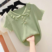 Bluză de damă cu mâneci scurte și nasturi