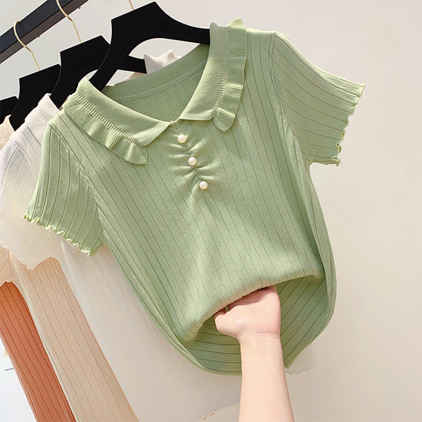 Bluză de damă cu mâneci scurte și nasturi