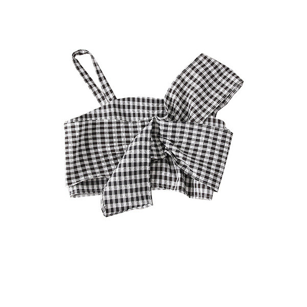 Bustiera dama in carouri cu bretele in doua culori