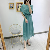 Rochie de dama cu dantela si talie elastica de culoare albastra