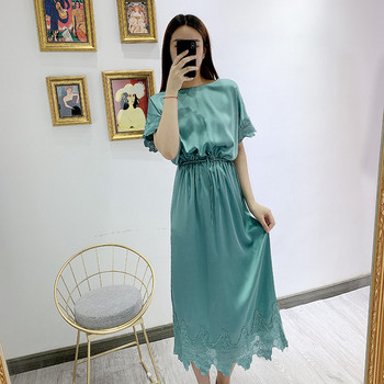 Rochie de dama cu dantela si talie elastica de culoare albastra