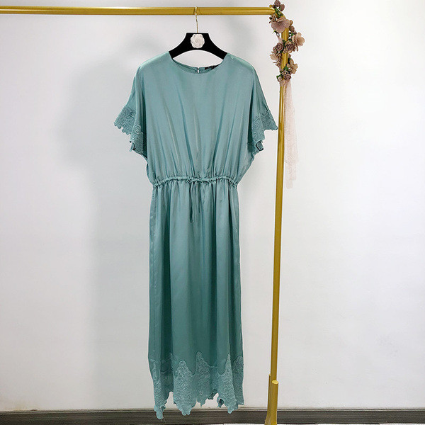 Rochie de dama cu dantela si talie elastica de culoare albastra