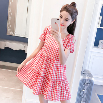 Rochie de dama moderna in carouri in trei culori - model croiat