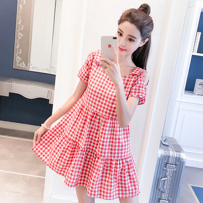 Rochie de dama moderna in carouri in trei culori - model croiat