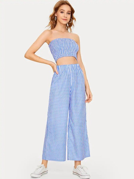 Set actual de vară pentru femei din două părți în albastru