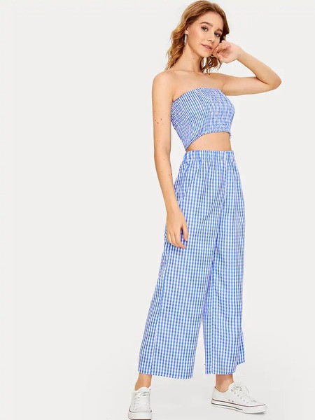 Set actual de vară pentru femei din două părți în albastru