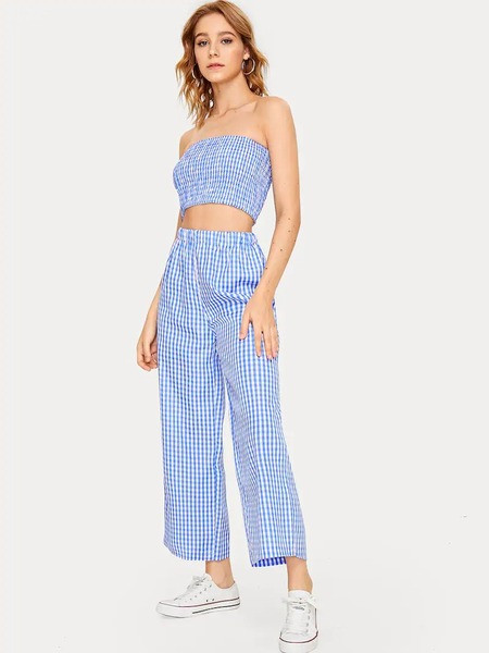 Set actual de vară pentru femei din două părți în albastru