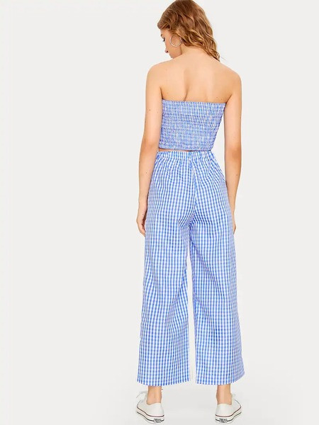 Set actual de vară pentru femei din două părți în albastru