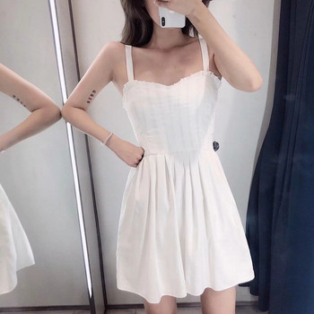 Rochie scurta dama casual de culoare alba - model croi