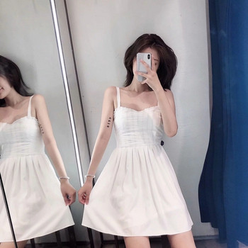 Rochie scurta dama casual de culoare alba - model croi