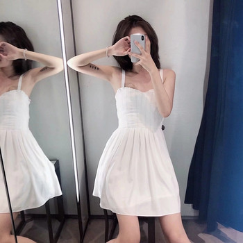 Rochie scurta dama casual de culoare alba - model croi