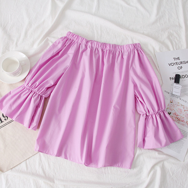 Bluza de dama model nou cu umerii goi in verde, alb, roz si negru