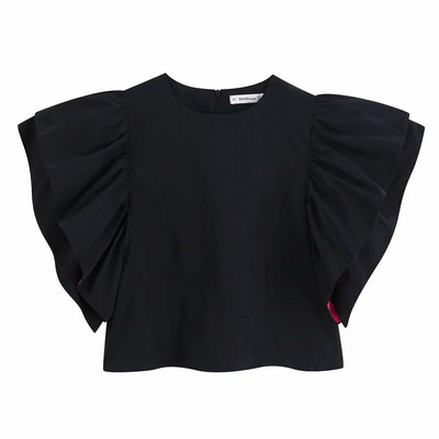 Bluză de damă modernă cu mâneci scurte de culoare neagră