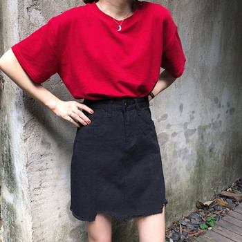 Fusta de dama moderna din denim cu talie inalta in doua culori