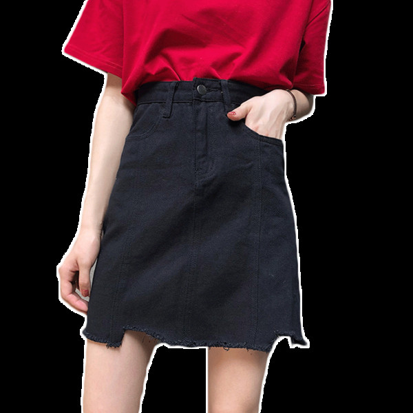 Fusta de dama moderna din denim cu talie inalta in doua culori