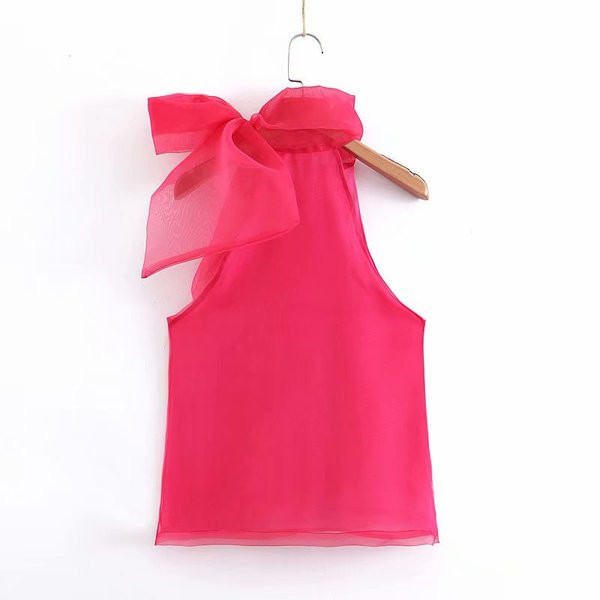 Модерен дамски потник с панделка в червен цвят