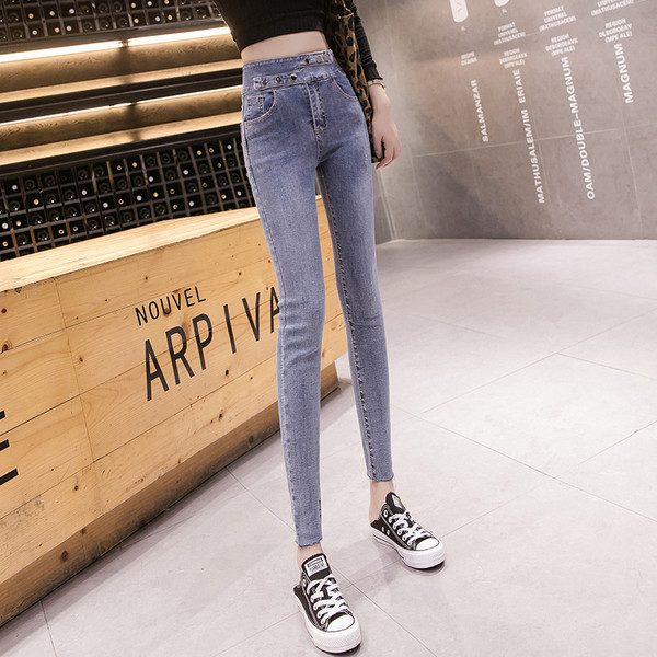 Blugi de dama moderni cu talie inalta si buzunare