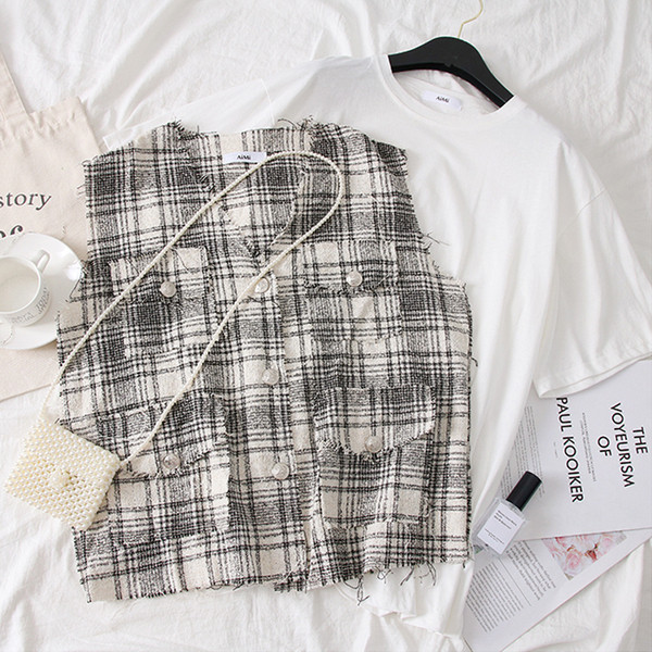 Bluza casual dama + vesta in carouri cu buzunare