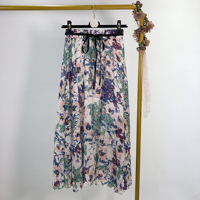 Fusta lunga dama cu cravate in talie diferite modele