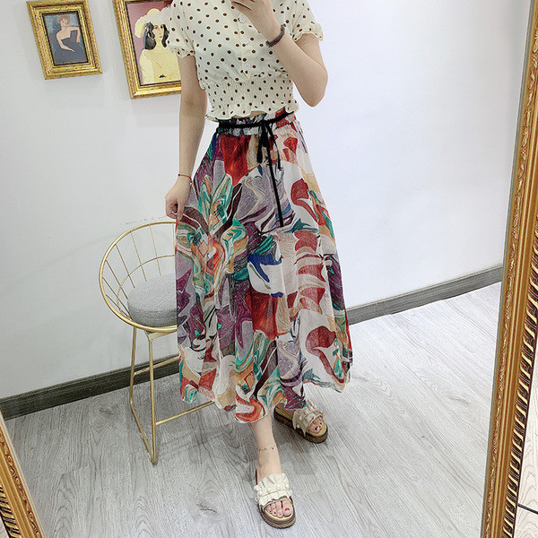 Fusta lunga dama cu cravate in talie diferite modele