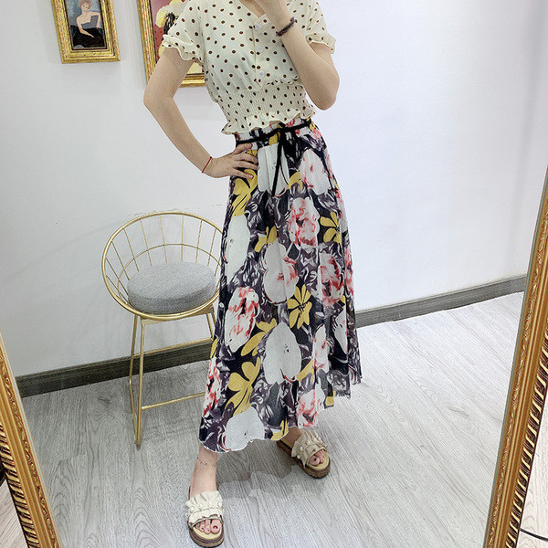 Fusta lunga dama cu cravate in talie diferite modele