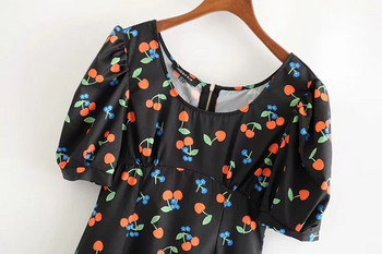 Rochie casual de dama cu maneci scurte si model colorat in negru