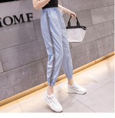 Актуален дамски панталон с връзки и кант