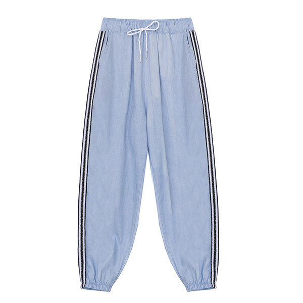 Актуален дамски панталон с връзки и кант