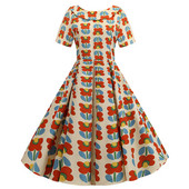 Model colorat de rochie de dama cu maneci scurte