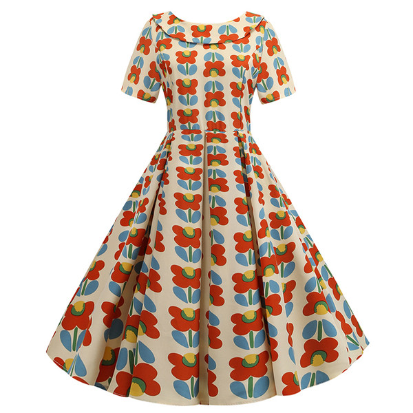 Model colorat de rochie de dama cu maneci scurte