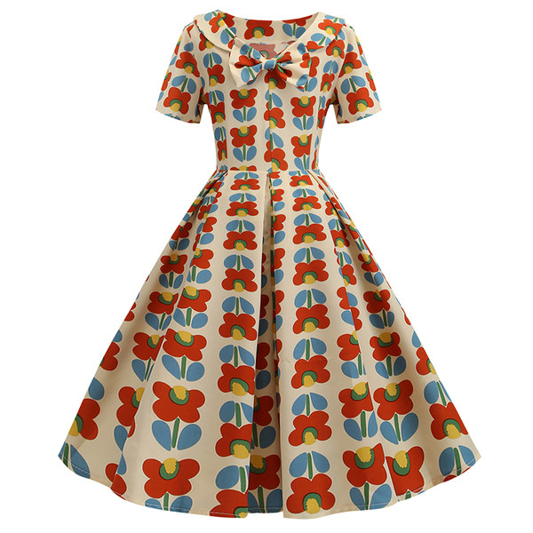 Model colorat de rochie de dama cu maneci scurte