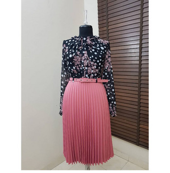 Rochie moderna de dama in trei culori cu motive florale