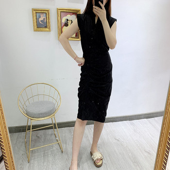 Rochie de dama cu decolteu in V si nasturi pe toata lungimea