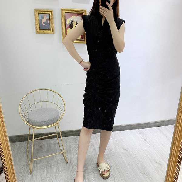 Rochie de dama cu decolteu in V si nasturi pe toata lungimea