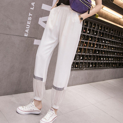 Актуален дамски панталон-в черен и бял цвят