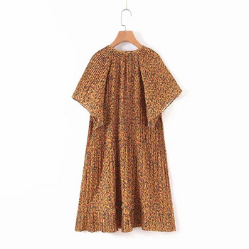 Ежедневна дамска рокля с къс ръкав и връзки в два цвята