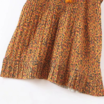 Ежедневна дамска рокля с къс ръкав и връзки в два цвята