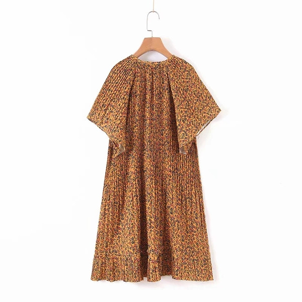 Ежедневна дамска рокля с къс ръкав и връзки в два цвята