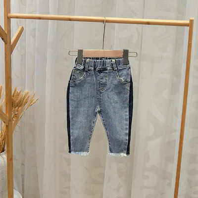 Blugi de copii eleganti pentru baieti cu motive rupte in albastru