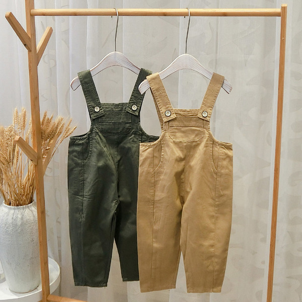 Salopeta casual pentru copii pentru baieti in maro si verde