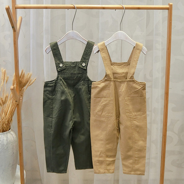 Salopeta casual pentru copii pentru baieti in maro si verde